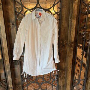 CanDidZ white button down coverup ruffle sleeve XS